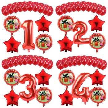 

15PCS Rabbit Birthday Foil Balloons Cartoon Animal Red 30inch Number 1 2 3 4 5th Birthday Party Decorations Kids Balloons Globos