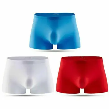 

Men's Seamless Ice Silk Breathable Comfy Boxers Underwear Bulge Briefs Shortsx1
