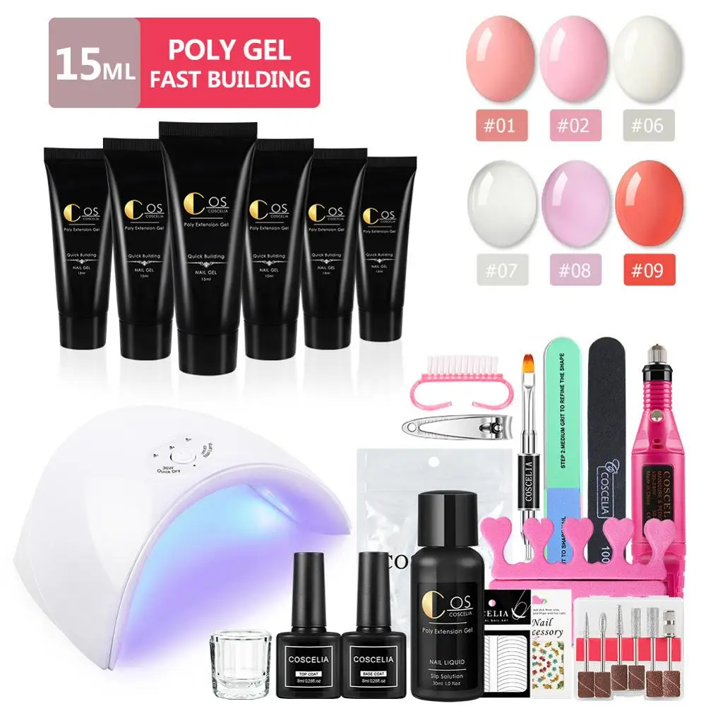 Secador de Construção Rápida para Extensões do Unha Navio de ru Gel com Lâmpada do Unha Prego Poli Manicure Conjunto Acrílico Construtor Jelly Gel