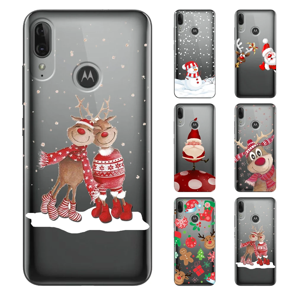 Новогодний Рождественский чехол с оленем Деда Мороза для Motorola MOTO P40 Power One action vision