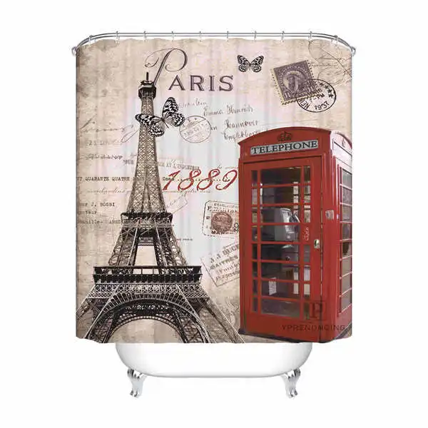 Shower Curtain Пользовательские водонепроницаемые занавески для душа в стиле ретро с принтом в стиле ретро декор для ванной комнаты различных размеров#180324-01-18 - Цвет: Shower Curtain