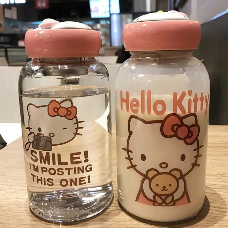 600 мл кавайная мультяшная котята в стиле дораглан Hello Cat стеклянная бутылка для