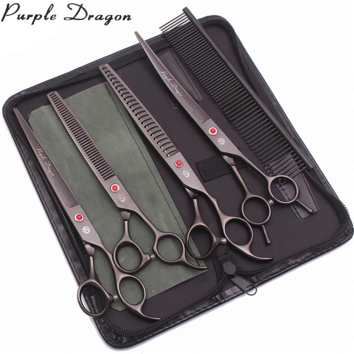 Scissors Dogs 8 inch Japan 440C Pet Grooming Scissors Chunker Shears Dog Thinning Shears Curved Add Case Z3015