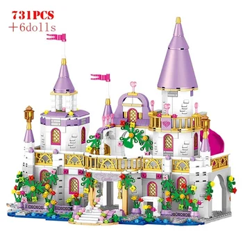 

NEW Girls City Villa Windsor Castle Building Blocks Assembled Sets Bricks Classic Princess Carriage Model Gifts Friends Toys