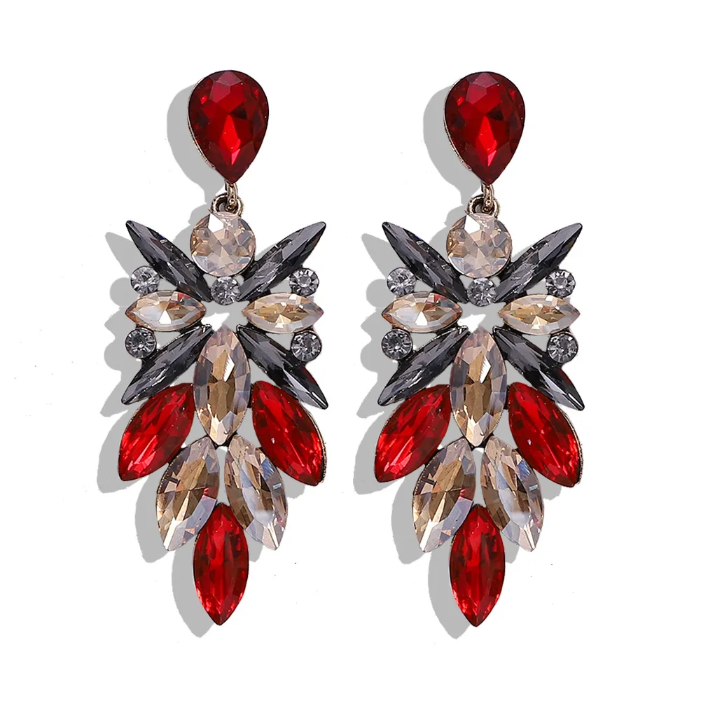 

Luxury Trendy Crystal Flower Drop Earrings for Women Wedding Party Jewelry New Arrival Fashion Elegant Hanging Earrings Bohemian