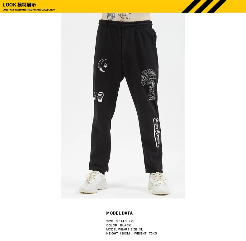 Осенние и зимние новые стильные Брендовые брюки, европейские и американские хлопковые спортивные мужские брюки с принтом