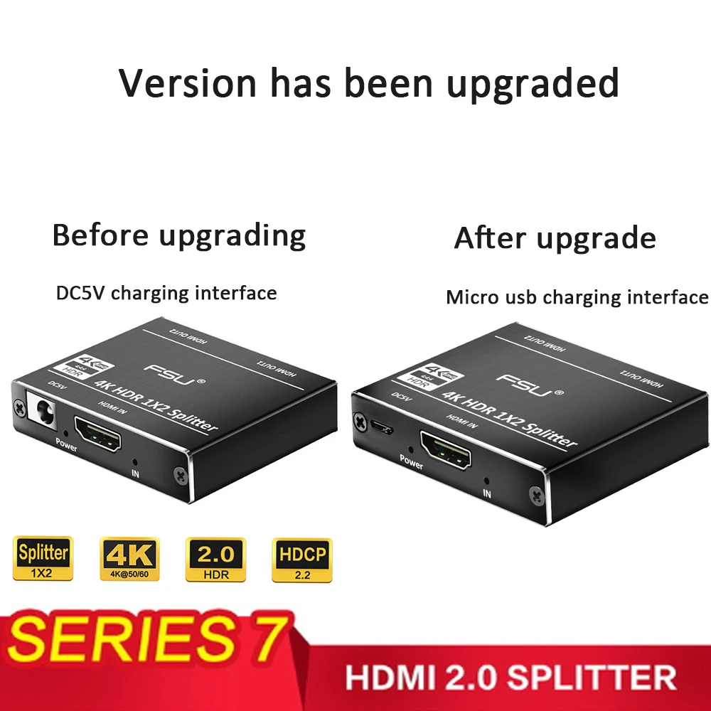 FSU 2,0 HDR 4K@ 60 HDMI split ter Full HD видео HDMI коммутатор 1X2 split 1 in 2 Out усилитель двойной дисплей для HDTV DVD PS3