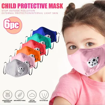

6PC Kids Boys Girls chosen safe protective facemasks Cotton Washable Adjustable baby Cartoon masks Filter Breathable mouthmask