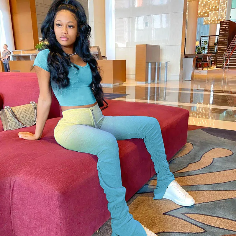 Женский комплект из двух предметов повседневный плиссированный укороченный топ