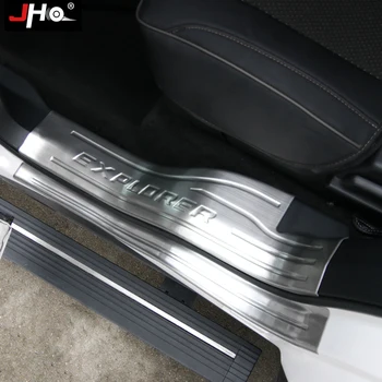 

JHO Steel Door Step Guard Protector Cover Scuff Sill Plate For Ford Explorer 2011-2019 2018 13 14 2015 2016 2017 Car Accessories