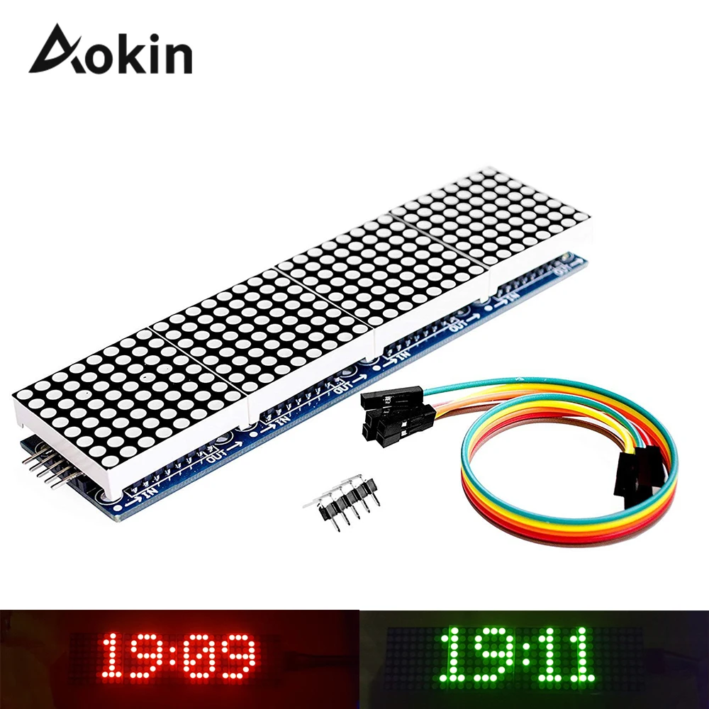 Панель дисплея Aokin MAX7219 матричный модуль микроконтроллер 4 в одном дисплее с 5P
