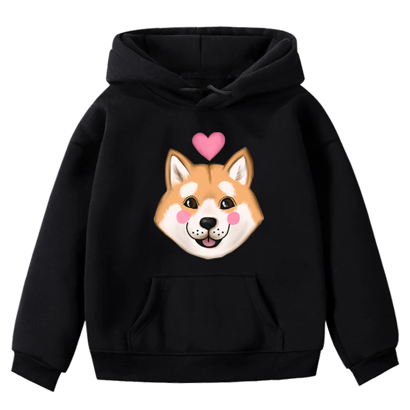 Hoodies 13 Новые детские толстовки с капюшоном Милая Толстовка для маленьких мальчиков и девочек с принтом Шиба ину зимняя верхняя одежда с длинными рукавами, толстовки детские толстовки - Цвет: Hoodies 13