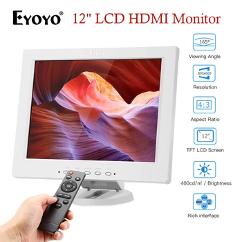 

Eyoyo EM12A 12" 4:3 LCD HDMI BNC Computer Monitor 800x600 With AV VGA USB Speaker Screen For Laptop CCTV Security Camera Display