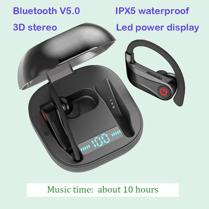 

Handsfree wirless blutetooth V5.0 earphone Q62 sports Sports earbuds with power display