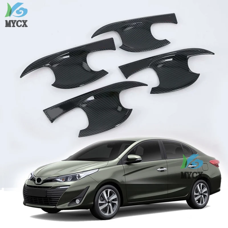 Автомобильные аксессуары наружное украшение ABS Хромированная дверная ручка Чаша крышка планки для Toyota Vios/Yaris седан автостайлинг