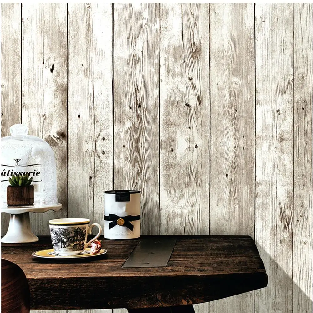 

Reclaimed Wood Distressed Wood Panel Peel and Stick Wallpaper Self-Adhesive Removable Wall Covering Decorative Vintage