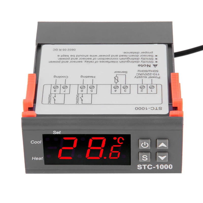 Цифровой STC-1000 Универсальный терморегулятор Термостат с датчиком автоматического перегрева сигнализации