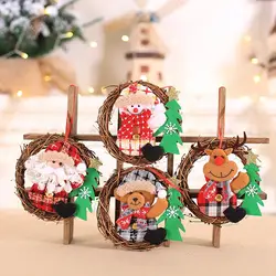Рождественские украшения, Санта Клаус украшение фигурки венок ротанга кольцо Рождественская елка украшение подвеска подвесное кольцо