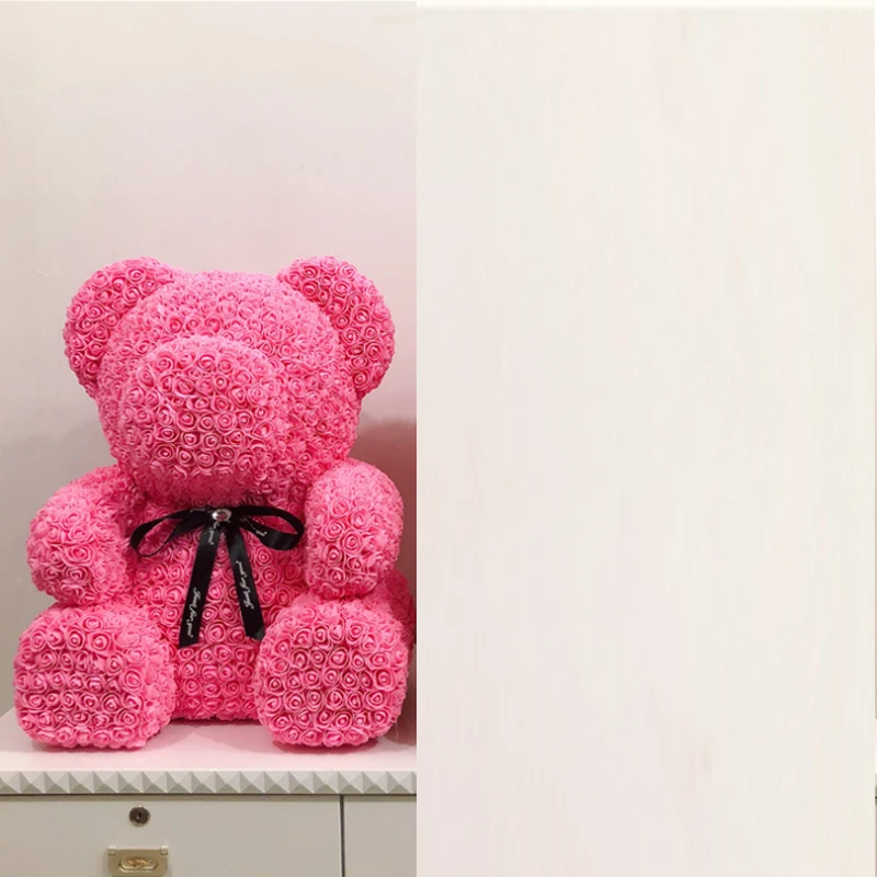 Горячая 70 см медведь розы, искусственные цветы домашний свадебный фестиваль DIY дешевые украшение для свадьбы подарок коробка венок ремесла - Цвет: Pink