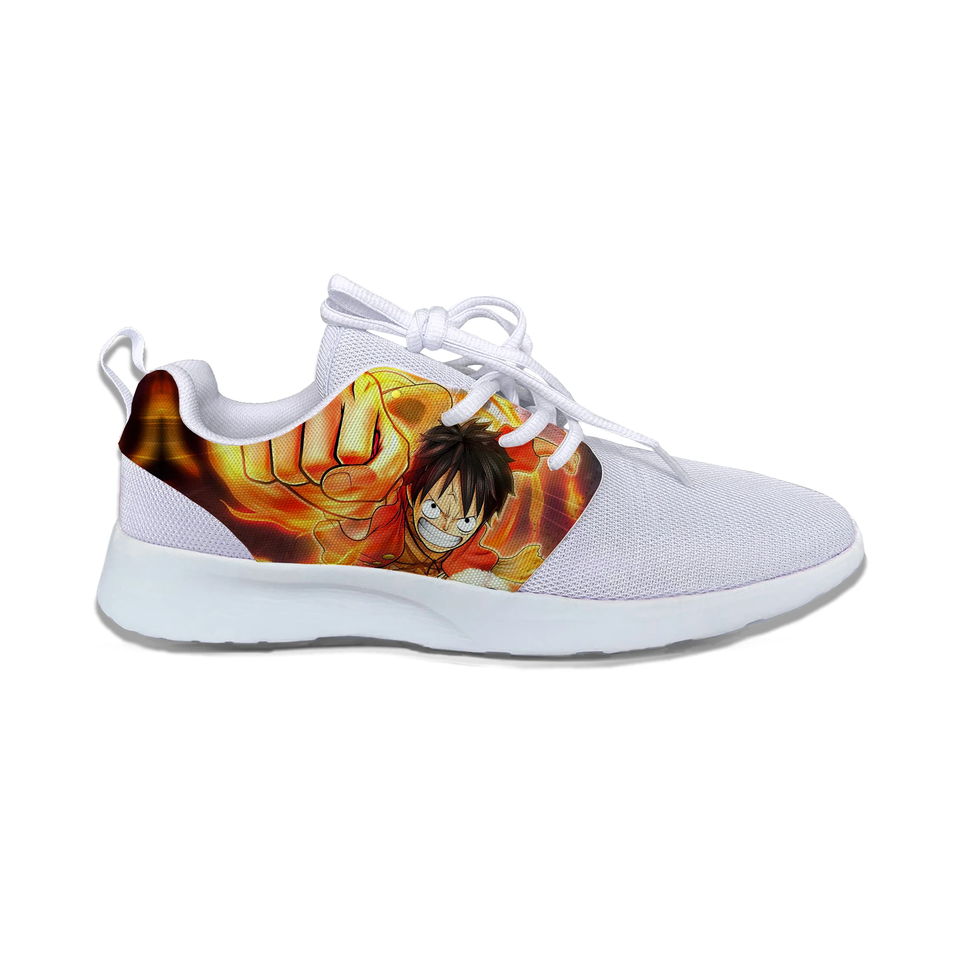Японские Аниме one piece Luffy крутые модные забавные детские спортивные кроссовки для бега повседневные дышащие кроссовки с 3D принтом для мальчиков и девочек