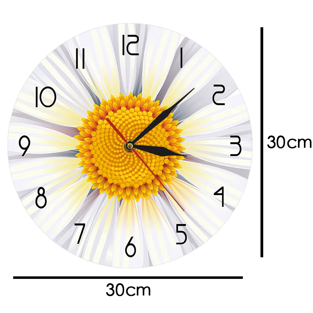 Белый цветок ромашки настенные часы Хризантема цветок стены искусства гостиной бесшумное движение круглые Настенные часы Ромашки Настенный декор