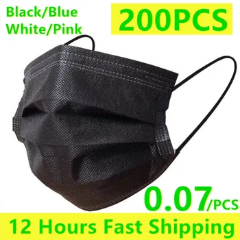 

200 pcs Mask Disposable Nonwoven 3 Layer Ply Filter Mask mouth Face mask filter safe Breathable dustproof Protective masks