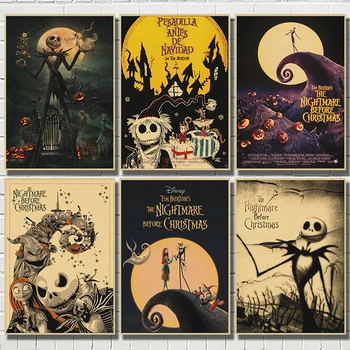 

The Nightmare Before Christmas Cartoon Movie Kraft Paper Poster Bar Cafe Living Room Dining Child room Decorative Paintings