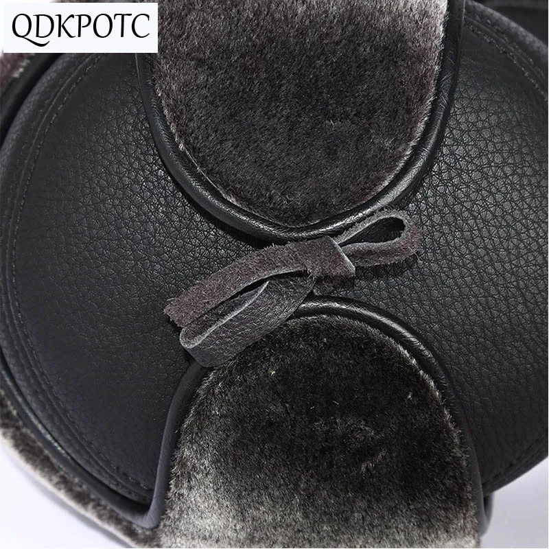 QDKPOTC, новинка, зимние шапки-бомберы из искусственной кожи для пожилых мужчин, утолщенная теплая шапка, Мужская кепка для отдыха и путешествий с защитой ушей