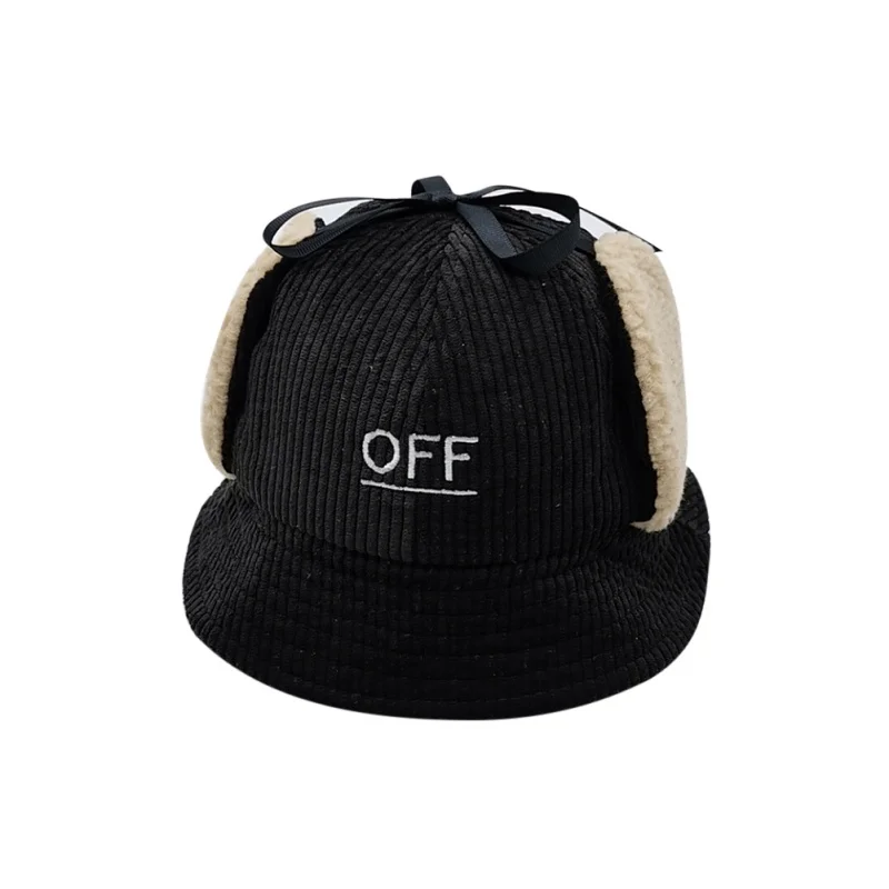 Winter Toddler Baby Hat Cute Boy Girl Earmuffs Cap Warm Plush Hats Soft Letter Embroidery Pattern Hat Baby Accessories