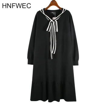 

2020 Spring Autumn New Pattern Round Collar Long Sleeve Hit Colors Streiped Bow Casual Dress Women Fashion Tide V698