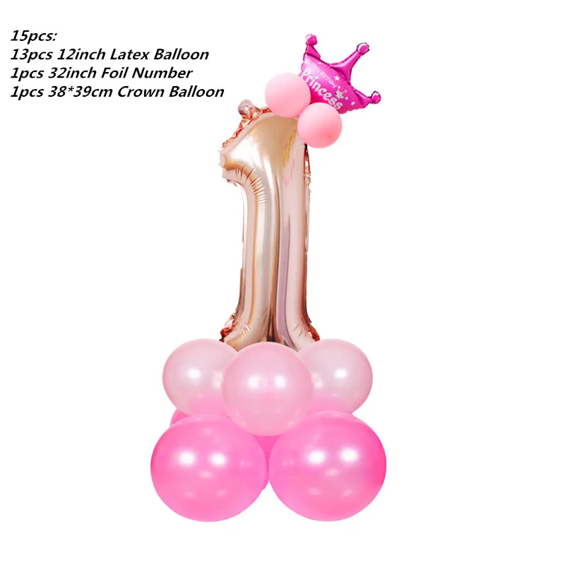 pink 1 set Счастливые шляпы для празднования первого дня рождения, декоративная крышка, один праздничный колпак, корона принцессы, 1-й 2-й 3-й год, детский аксессуар для волос - Цвет: pink 1 set