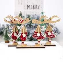 Рождественские украшения деревянные окрашенные поделки олень настольные украшения Рождественские новогодние подарки для детей