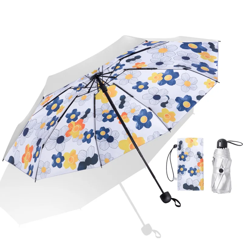 Мини Пятикратный карманный зонтик женский Креативный дизайн принцесса зонтик дождь мода дождь двойного назначения водонепроницаемый - Цвет: Flower garden