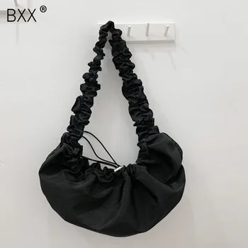 

[BXX] Casual Nylon High Capacity Bags For Women 2020 Autumn Shoulder Handbags Female Folds Design Shoulder Crossbody Bag HO239