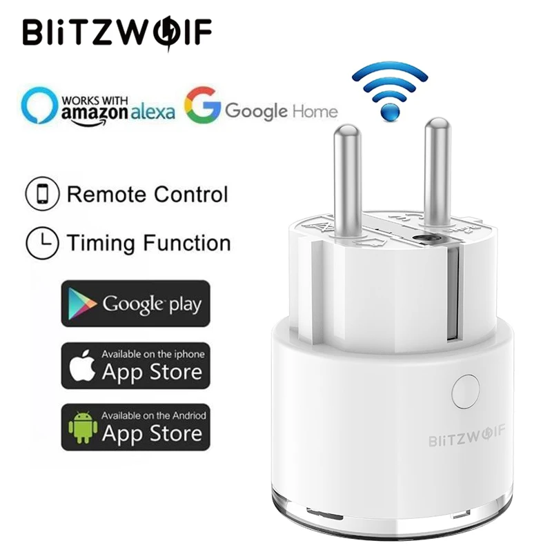 Tanie BlitzWolf BW SHP6 ue wtyczka dozująca wersja inteligentne gniazdo wifi 220 V 240 V 15A praca z amazon alexa dla IFTTT dla asystent google