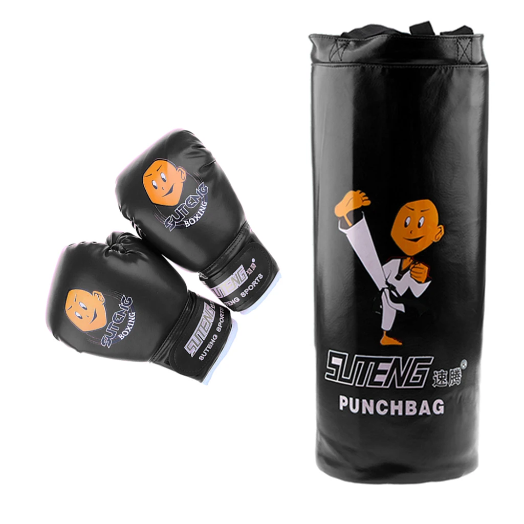 Children Youth Kids Boxing Kit Training Bag Set Punching Bag Kickbag Gloves 