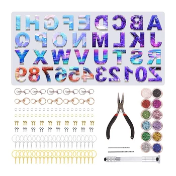 

Silicone Resin Casting Mold and Tool Set Letter and Number Resin Mold DIY Key Chain Earring Necklaces Bracelets Pendants