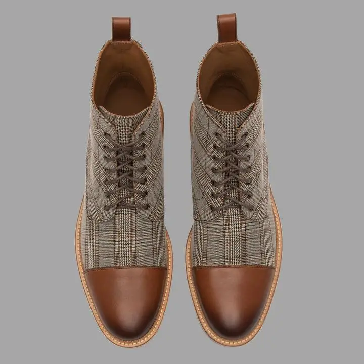 british plaid casual martin boots