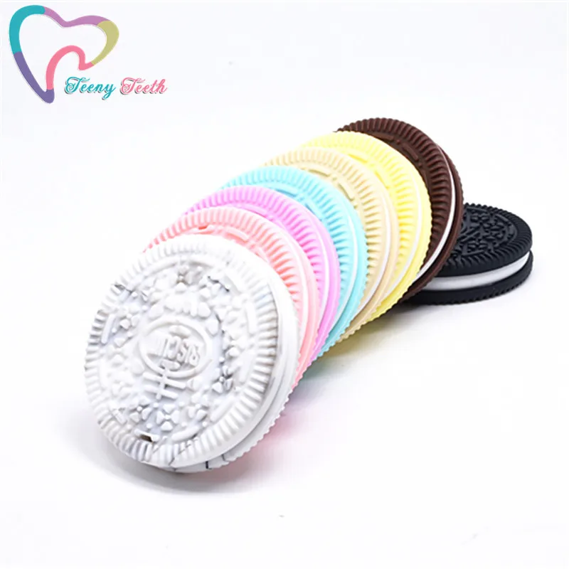 Teeny Denti 10 Pz Biscotto Del Silicone Pendenti Con Gemme E Perle Oreo Silicone Massaggiagengive Giocattoli Del Bambino Di Sicurezza Per La Mamma Del