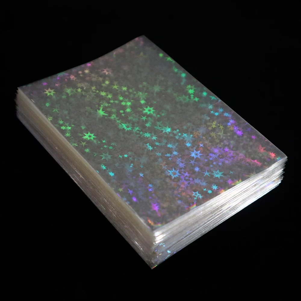 100Pcs Tarot Foil YGO Little Star on both sides Laser Clear Sleeves Korea Idol Photo Holographic Protector Trading Card Shield C | Спорт и