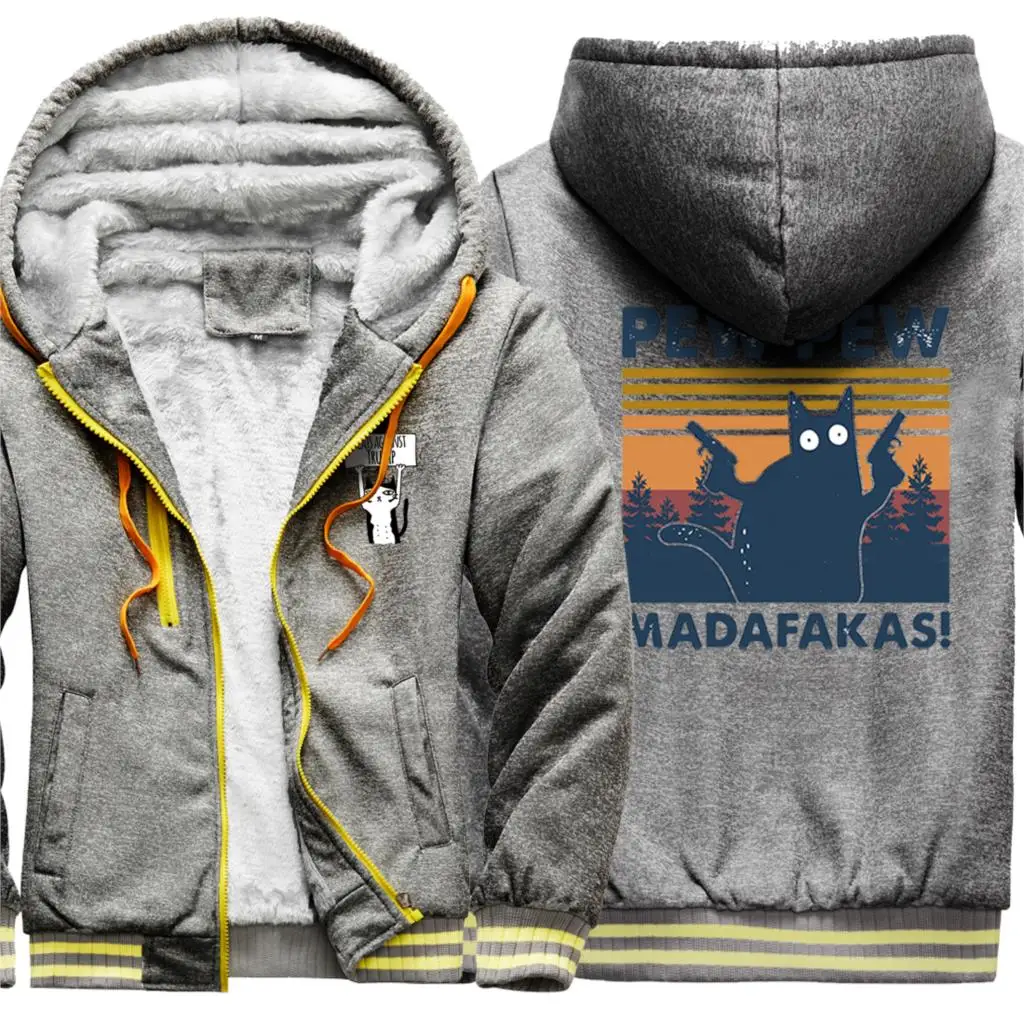 Мужская Утепленная куртка Pew Madafakas черная Повседневная с капюшоном и длинным
