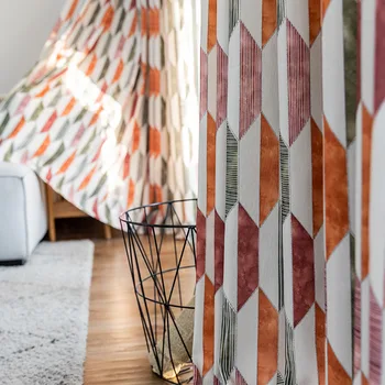 

Modern New Geometry Printing Curtains For Living Room Fabric Colorful Diamond Bedroom Decoration Window Curatin Panels Customize