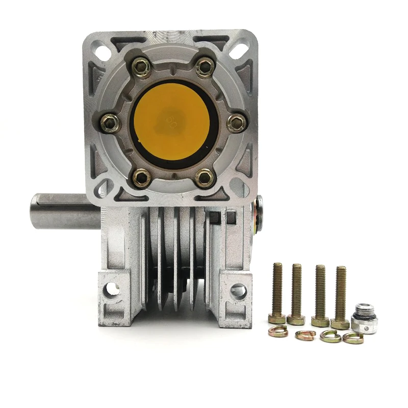 NMRV050 Worm Gearbox Speed Ratio 100:1 Input Bore 4/19mm 90° Speed Reducer forNEMA32/34/36/42/52 Servo / Stepper Motor