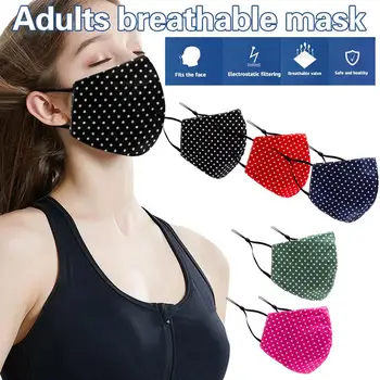 

3PCs Adult Women Man Fashion Dot Print Cotton Masks Antidust Pollution Prevention Face Masks Reusable And Washable Mouth Mask A