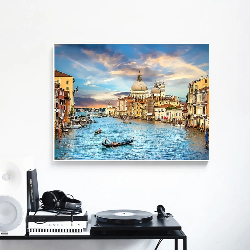 HUACAN Венеция морской пейзаж DIY Живопись числами Главная Стенное искусство Картина холстины ручной росписью акриловые картины для уникального подарка