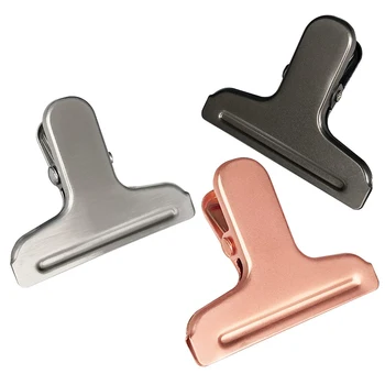 

6 Pcs Stainless Steel Heavy Duty Chip Bag Clips,Round Edge Snack Bag Clips/Folder/Sealing Clip,Rose Gold, Silver, Black