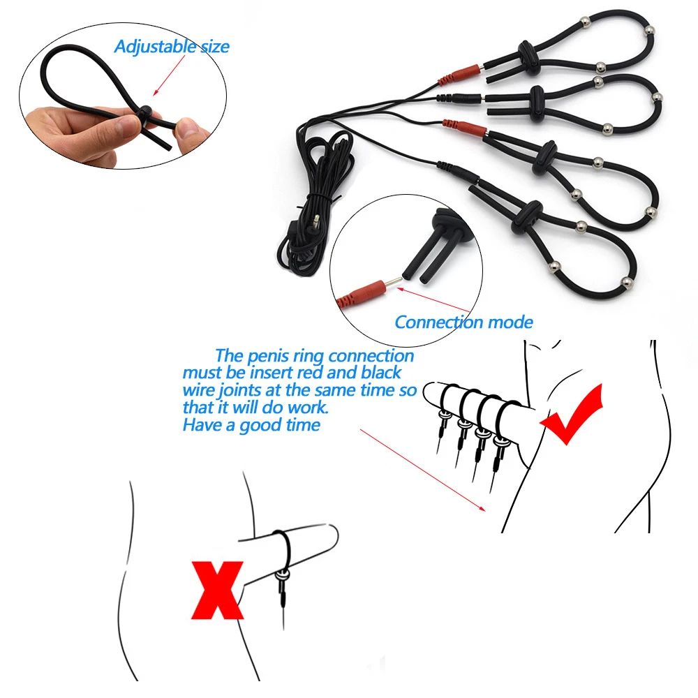 Electro Sex Toys Electric Sex Toys Penis Rings Super Strong BDSM Electric Shock Pulse Big Anal Butt Plug Prostate Massage Estim Bead Penis Delay Ring Men Orgasm Sex Tool Kit
