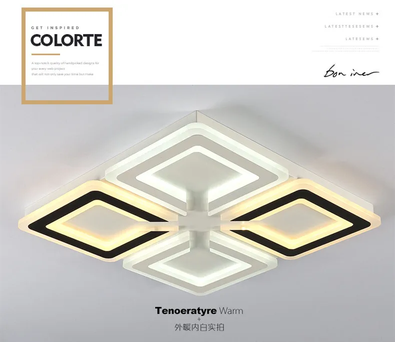 Creative square LED ceiling lamp ultra-thin bedroom room dimming lighting furniture living room lamp modern lighting