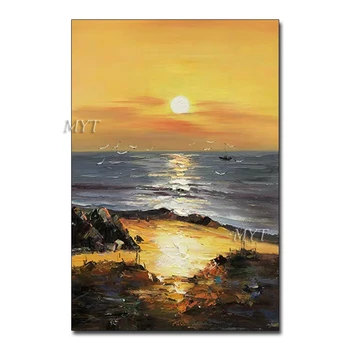 

Hand Painted Sunset Landscape Oil Painting Canvas Art Unframed Paintings Artwork Free Shipping Wall Pictures Unframed For Decor