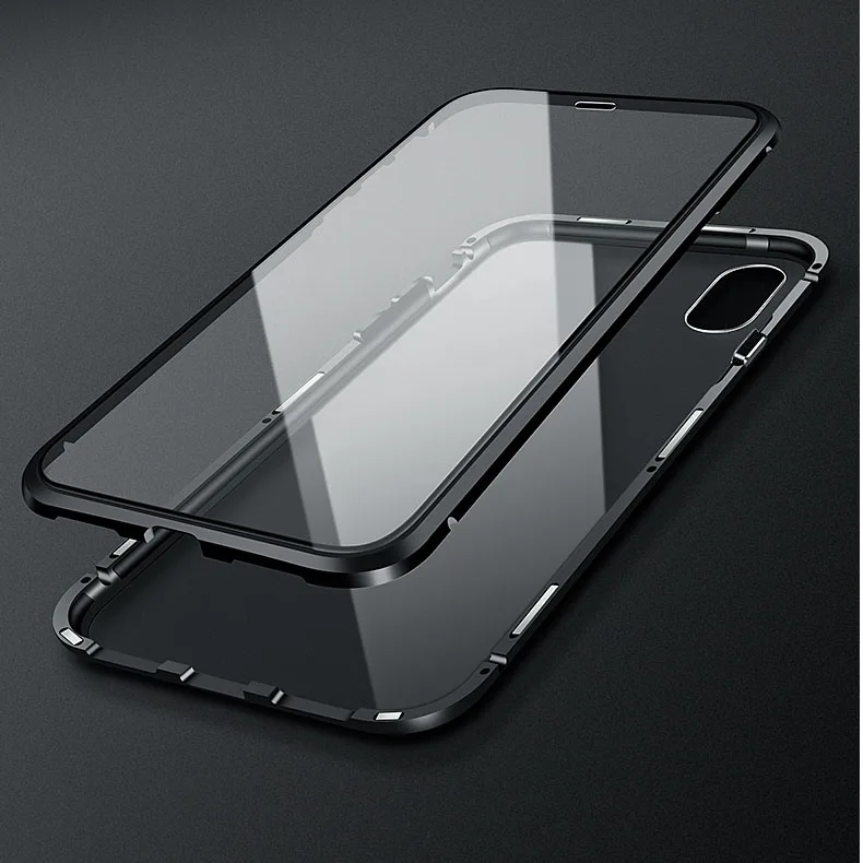 Double Sided Magnetic Absorption Metal Case For OPPO R17 Pro F11 Pro A9 K1 K3 360 Full Protective Cover Flip Back Coque Capa